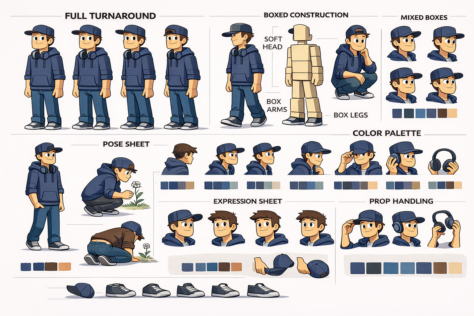 Character actions and emotions sheet